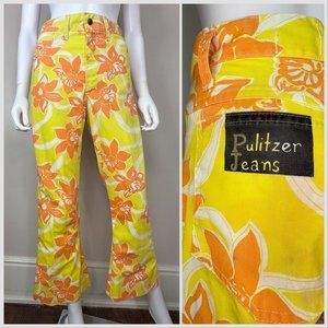 Vintage 1960s Yellow and Orange Floral Pulitzer Jeans Lilly Pulitzer Men’s Stuff